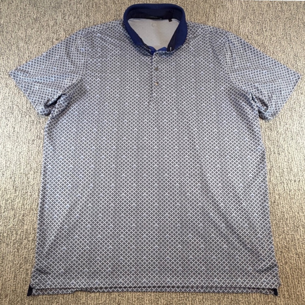 Greyson Polo Shirt Mens XXL Blue Bird Bee Print Short Sleeve Golf Performance‎